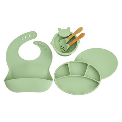 wholesale food grade bpa free silicone baby feeding gift set with suction