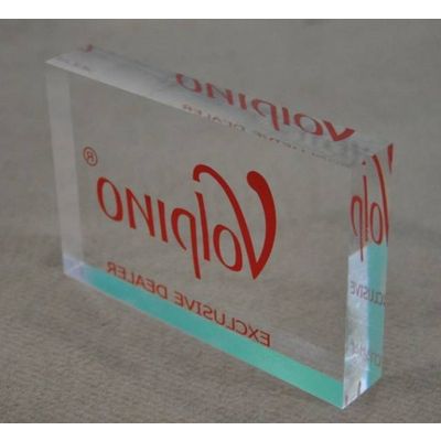 Transparent acrylic display block with silk screen logo