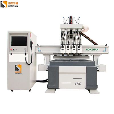 Honzhan HZ-R1325F Four heads pneumatic woodworking cnc router cutting machine for wood panel, door