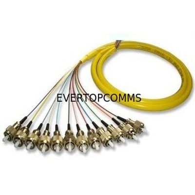 12 Cores FC/PC Bunch/Break out Fiber Optic Pigtail Single Mode With High Temperature Stability