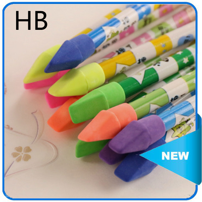 Wooden black hb standard pencil big pencil with eraser toppers