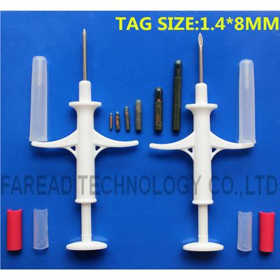 RFID Animal Microchip Injector cat 1.4x8mm/10mm, pet microchip for dog with syringe