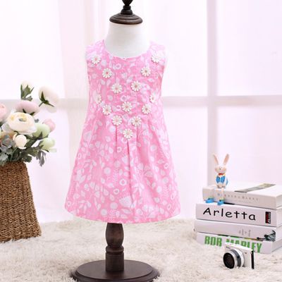 2017 Children Dress Kids Without Sleeve Fashion Kids Clothes Pinkle Dresses For Kids LSCG1704R