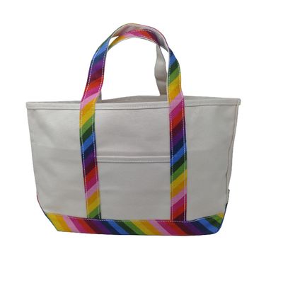 Rainbow Pattern Printed Lifestyle Cotton Beach Bag
