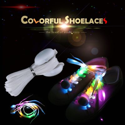 Novelty Color LED Flash Light Shoelaces Shiny Sports Shoes Woven Laces Disco Party Boys Girls
