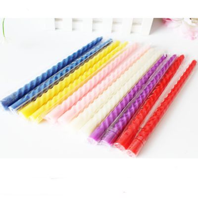 6/8/10 inches 12pcs assorted colors dinner dining table wedding spiral long candles wax