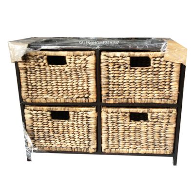 Wood Cabinet Water Hyacinth Drawers Basket HOD-1004CCR