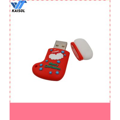 OEM pvc red stockings pen drives and Santa Claus's long stockings for children Christmas gifts usb