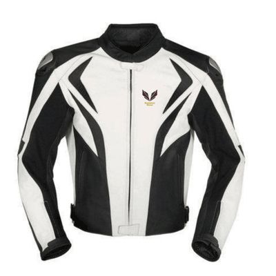 Black and white motorycle jacket with armor protection