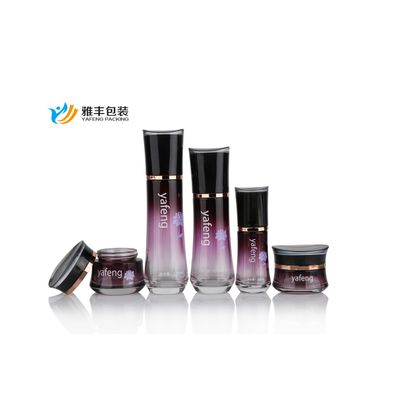 Skin Care Cosmetic Packaging Fancy Shiny Glass Jar and Bottle Set