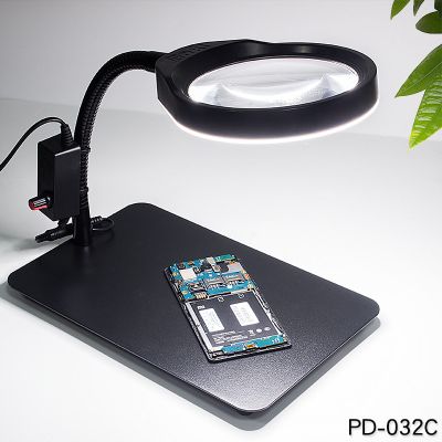 Hot sell 10X adjustable Desktop magnifier lamp for elderly reading PCB inspection and repairing magn