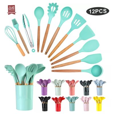 Hot accesorios de cocina 12 piece silicone kitchen set private label kitchen utensils