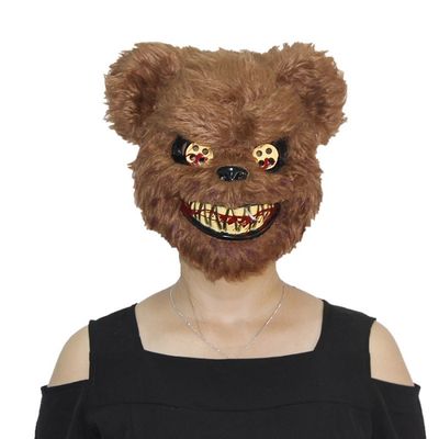 X-MERRY TOY Scary Killer Teddy Bear Mask Adult Evil Psycho Halloween Costume Fancy Dress Plastic Ma