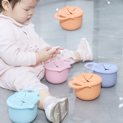 BPA Free Food grade No Spill Baby Food Snack Storage Silicone Container Cup Bowl With Handles
