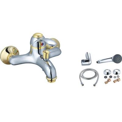 Brass Bathroom Faucet with Single Handle, 2 Pieces Elbow/Wall-cover, Can also Used for Kitchen