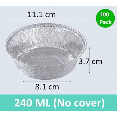 240 ML Round Aluminum Foil Pans (No cover), Disposable Aluminum Foil Box for Baking, Cooking