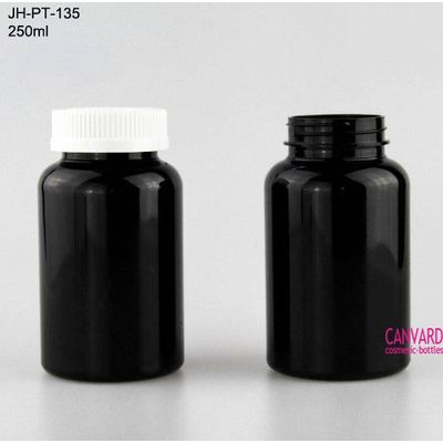 250ml black medicine plastic bottle, pharmantical bottle