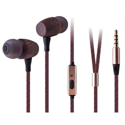 Eco- Friendly in-Ear Wooden Wired Earphone with Mic