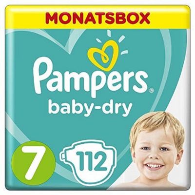 Pampers Baby-Dry Size 7, 112 Nappies, (15+ kg),Monthly Pack