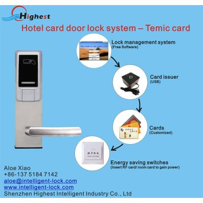 RX118E-Y-S5 Hotel card door lock with free software