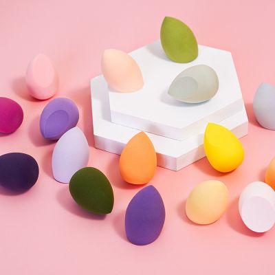 colorful silicone plastic case microfiber super soft cosmetic sponges for makeup blending egg remove