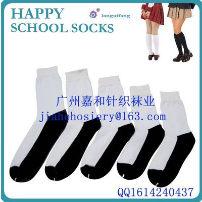 Custom school socks white black cotton sock