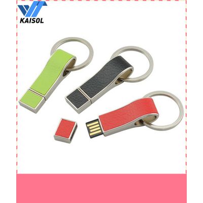 OEM Leather metal usb flash drive with free logo usb stick for data storage