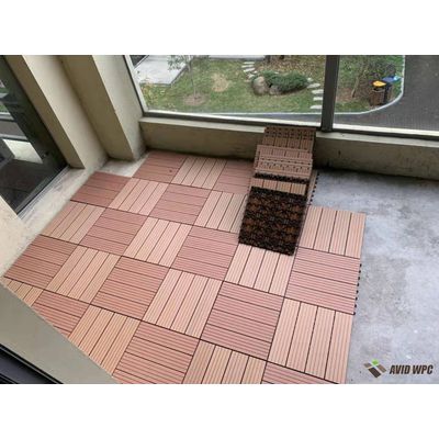 Easy installation eco-friendly DIY WPC decking tile moisture-proof black WPC floor wood tiles