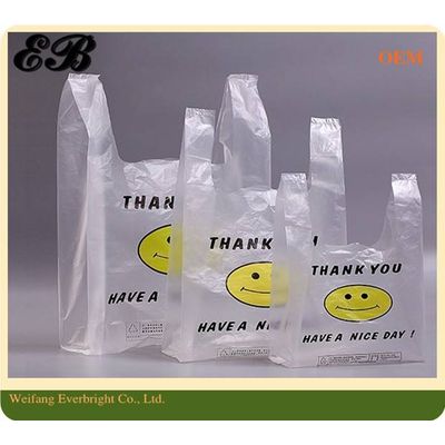 China Manufacturer Customer Printed Plastic T-shirt Bags for Shopping