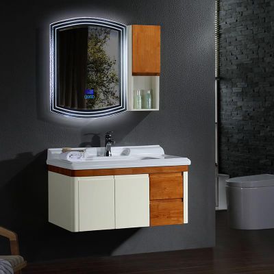 New style oak bathroom vanity with bluetooth music player and self suction slide