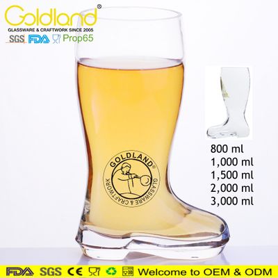 Clear Boot Beer Glass Large Glass Boot Mug Custom Glass Boot Mug