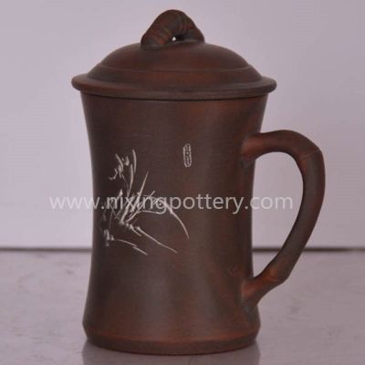 Ceramic Tea Cup Bamboo Hand Carving Tea Mug chinese Tea Cups Qinzhou Nixing
