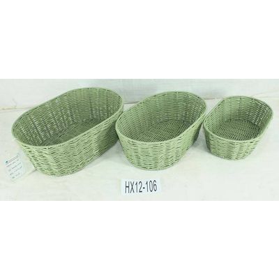 plastic green storage baskets set of 3 for living room