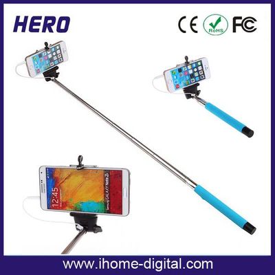Smartphone cable monopod selfie stick wired monopod