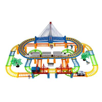 plastic cartoon slot car toy railway set toy