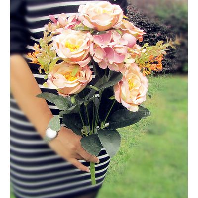 High Quality Silk flower European 1 Bouquet Artificial Flowers Peony Wedding Home Party decoration