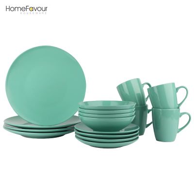 16 pcs color glaze dinnerware set ceramic stoneware dinner set