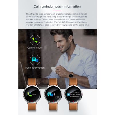 S2 leather strap smart watch 3D curved glass screen fitness tracker