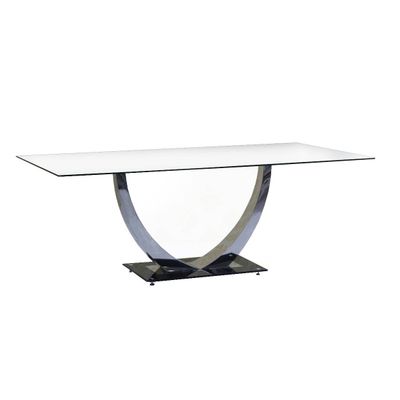 Stainless Steel Dining Table with Tempered Glass