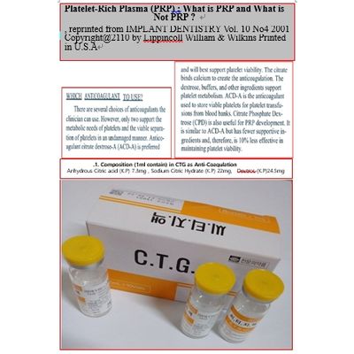 Aesthetic / Orthopedic : ( PRP Anticoagulation CTG as Sodium Citrate , 5ml Vial )