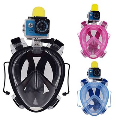 Underwater full face snorkeling diving mask with clip for GoPro, earplugs