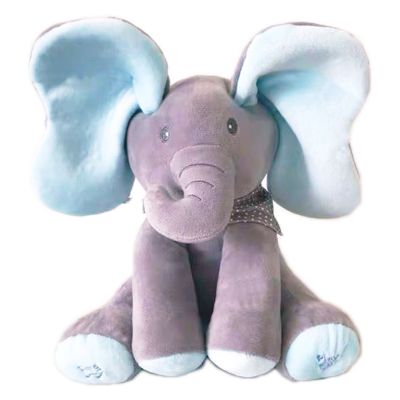 Electric toy calf elephant can play peek-a-boo, talking little elephant animal repeats what you say,