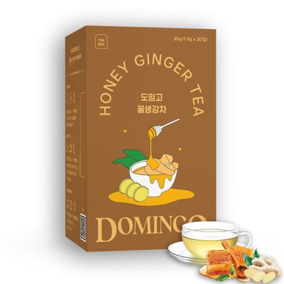 DOMINGO Honey Ginger Tea Individually Wrapped 20 Tea Bags