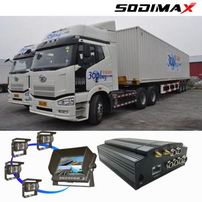 1TB HDD Truck Security AHD Camera Black Box Mobile DVR 3G 4G 1080P HD Fuel Sensor MDVR