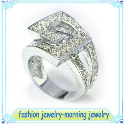jewelry fashion silver ring CZ micro pave setting
