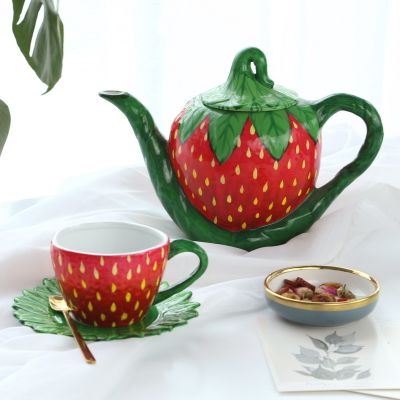 High-end handpainted ceramic tea cup and saucer porcelain teapot set