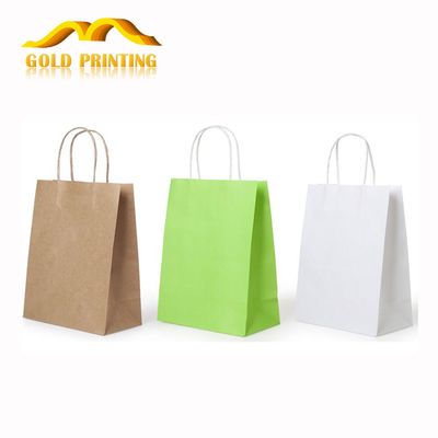 Custom cheap high quality printed logo kraft paper gift shopping bag with handle
