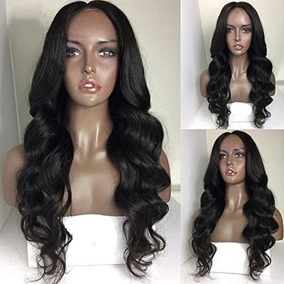 Full Lcae Wig Body Wave Russian Hair Swiss Base 22 Inch Natural Color