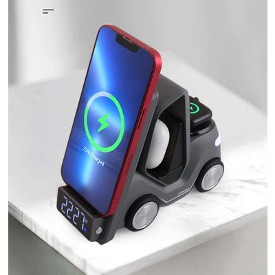 15w Fast Charge 5 in 1 car wireless charger with led light gift mobile phone holder wireless charger