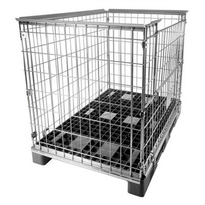 foldable space saver steel metal wire mesh pallet cage